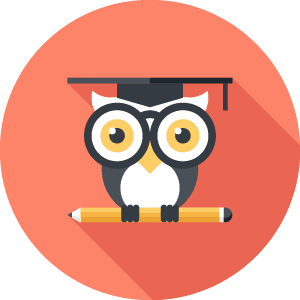 Owl holding a pencil icon